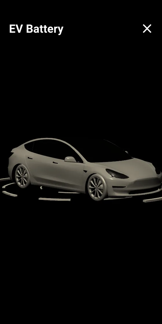 EV Battery module: a 3D electric car placed in the scene