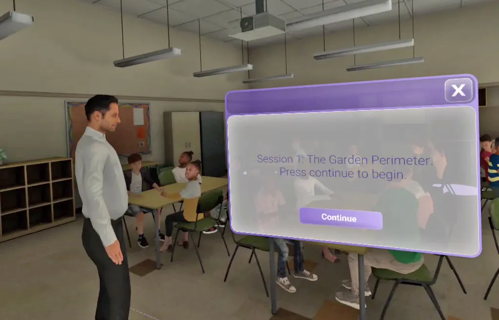 A teacher and students in the Project I4 virtual classroom