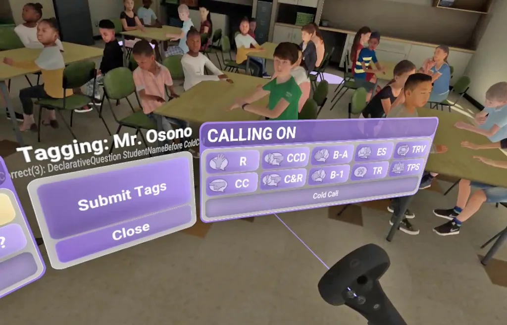 Inside the Project I4 VR classroom: an observer tags how the teacher calls on students